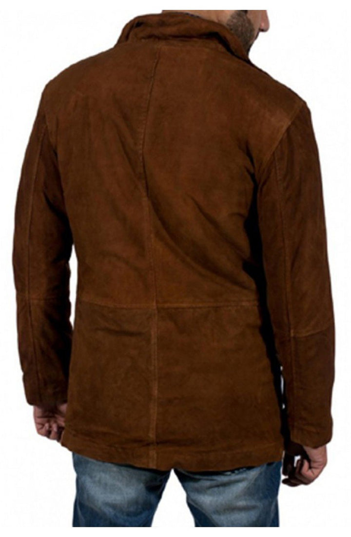 Men's Brown Sheriff Walt Longmire Coat Suede Leather
