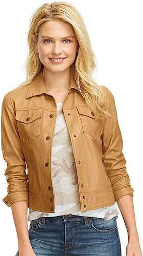 Light Brown leather jacket for women