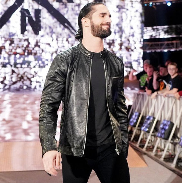 WWE Seth Rollins Schwarze stilvolle Lederjacke von TJS