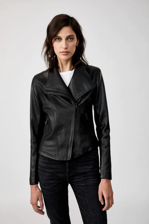 Black leather jacket for women