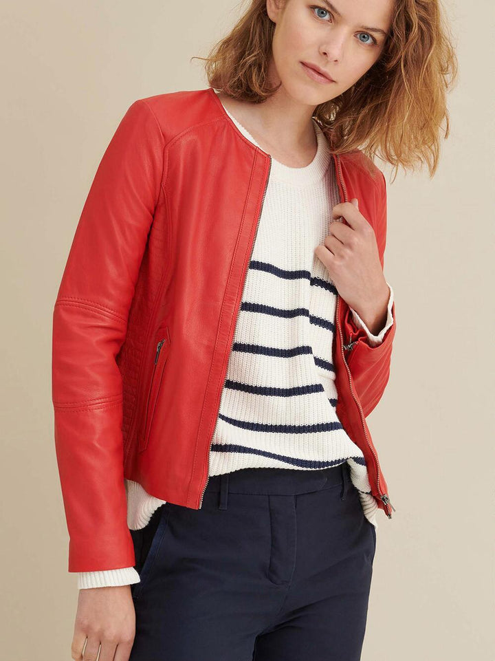 red 2023 Moto Fashion leather jacket for women
