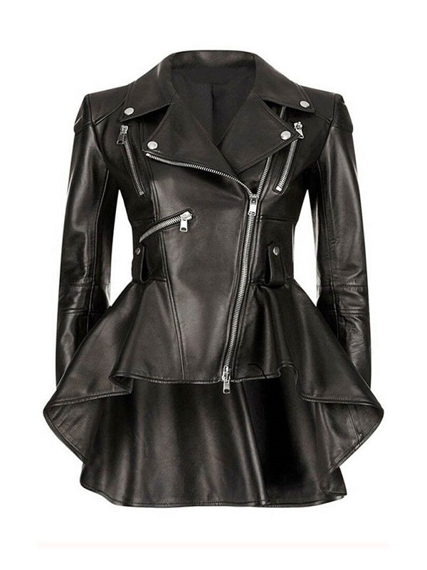 Black leather jacket for women