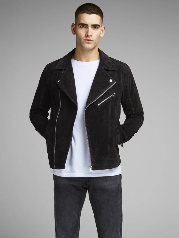 Suede Black Bomber Leather Jacket for men