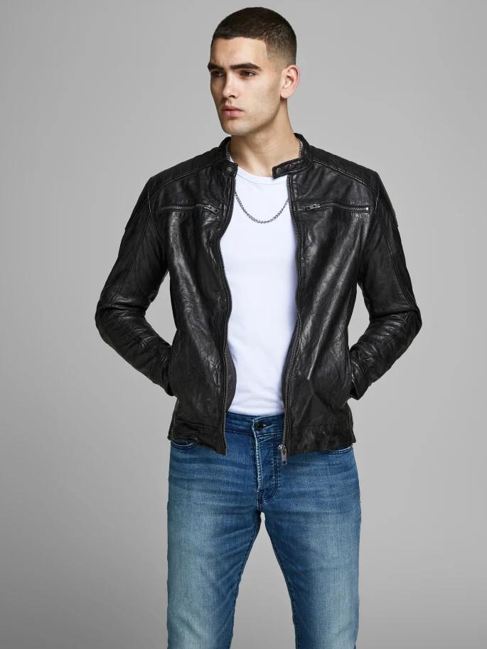 Black bomber round neck for men in USA