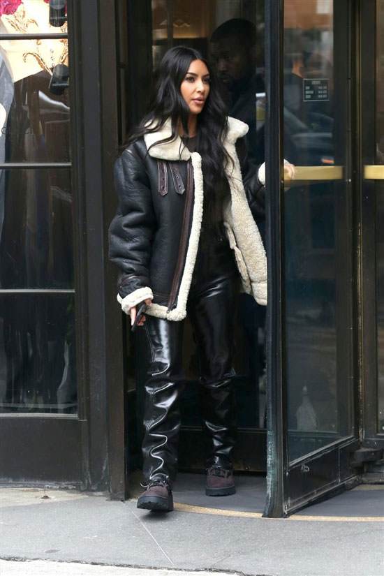 Women's Black Kim Kardashian Leather Blazer