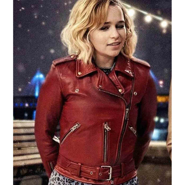 LETZTE WEIHNACHTEN KATE (EMILIA CLARKE) ROTE LEDERJACKE