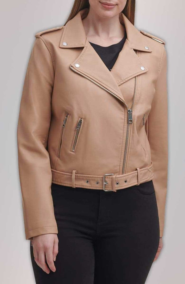 Belted Moto Biker Jacket Water Repellent for women in USA
