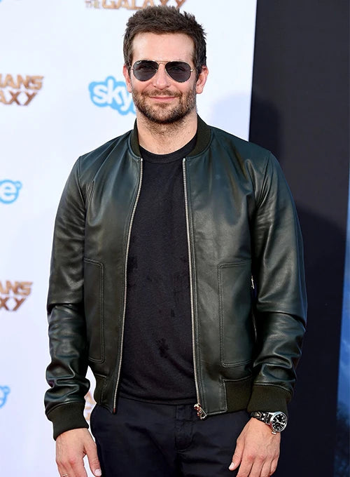 Bradley Cooper sports a trendy leather jacket in UK style
