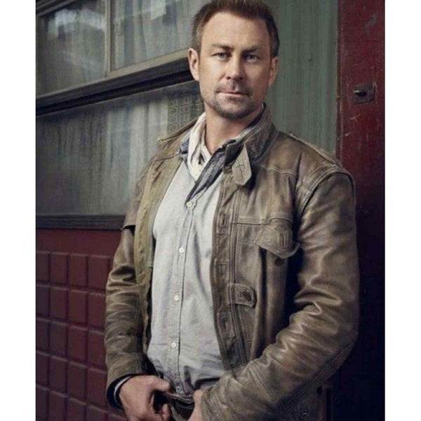 Jeb Nolan leather jacket from Defiance worn by Grant Bowler in USA