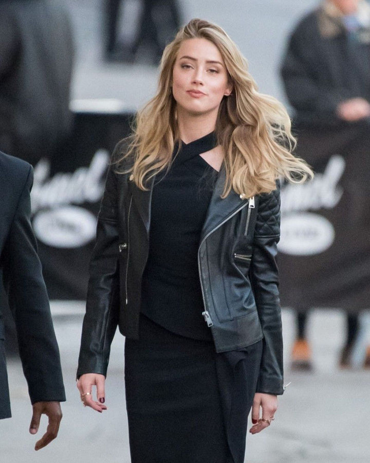 Elevate your style with Amber Heard's leather jacket in United state market