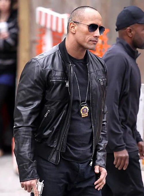 DWAYNE JOHNSON LEATHER JACKET FOR MEN