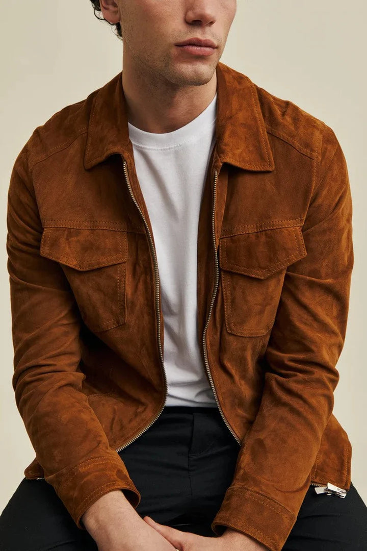 Sheepskin semi-aniline suede jacket