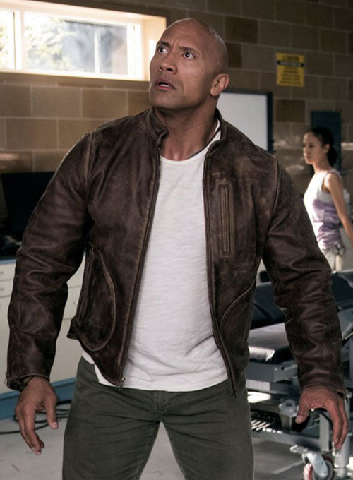 Rampage Dwayne Johnson Brown Style Lederjacke von TJS