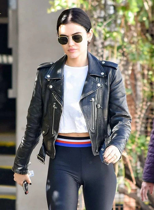 WOMEN CELEBRITY LEATHER JACKET LUCY HALE