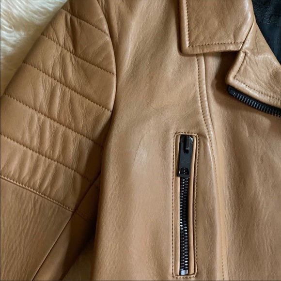 Brown leather jacket for women in USA