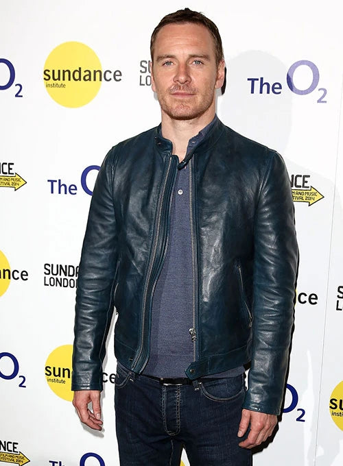 MICHAEL FASSBENDER LEDERJACKE MARINEBLAU LEDERJACKE