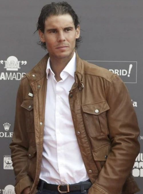 Leather jacket worn by Rafael Nadal is perfect for a casual yet fashionable look in US market
