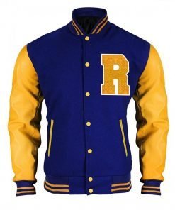 blue and yellow leather jacket for men