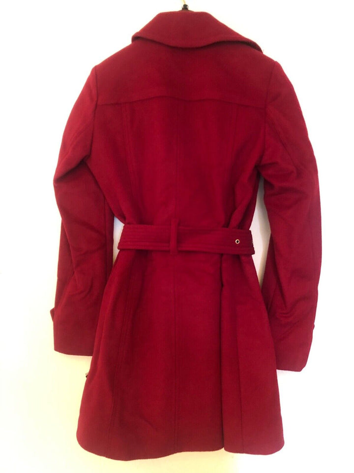 Luxury women's red wool coat for formal occasions in USA