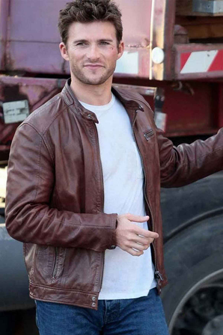 Scott Eastwood's epic Overdrive style leather jacket for men by TJS in USA market